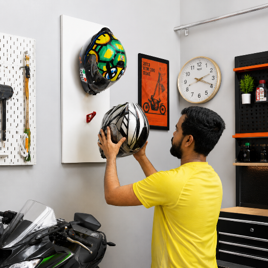 DIRT ACCESSORIES HELMET HANGER IN BIKER ROOM 