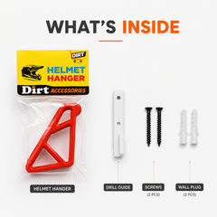 Dirt Accessories helmet hanger set with packaging on a white background