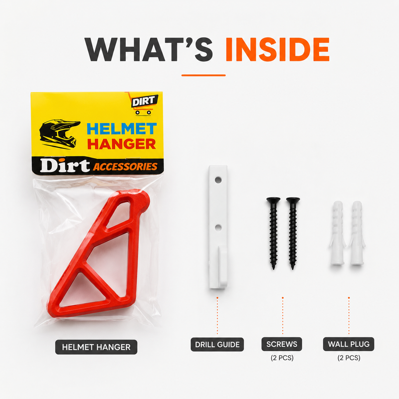 Dirt Accessories helmet hanger set with packaging on a white background