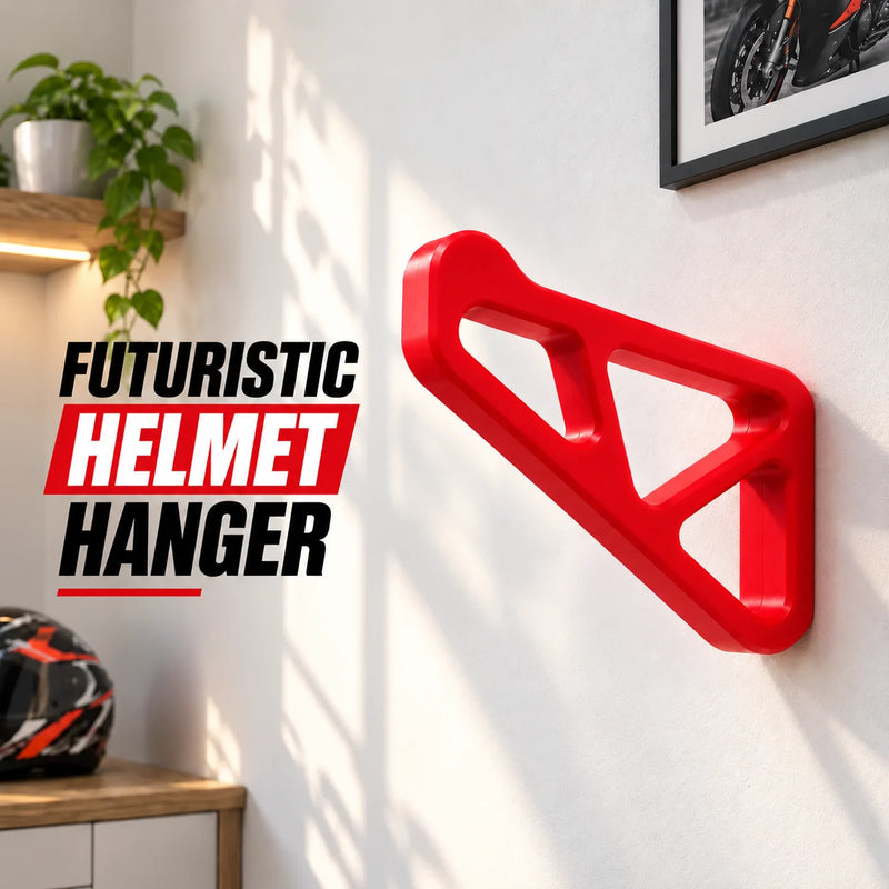 Dirt Accessories MotoDock Helmet Hanger being installed on a display panel, highlighting its quick 2-minute installation.