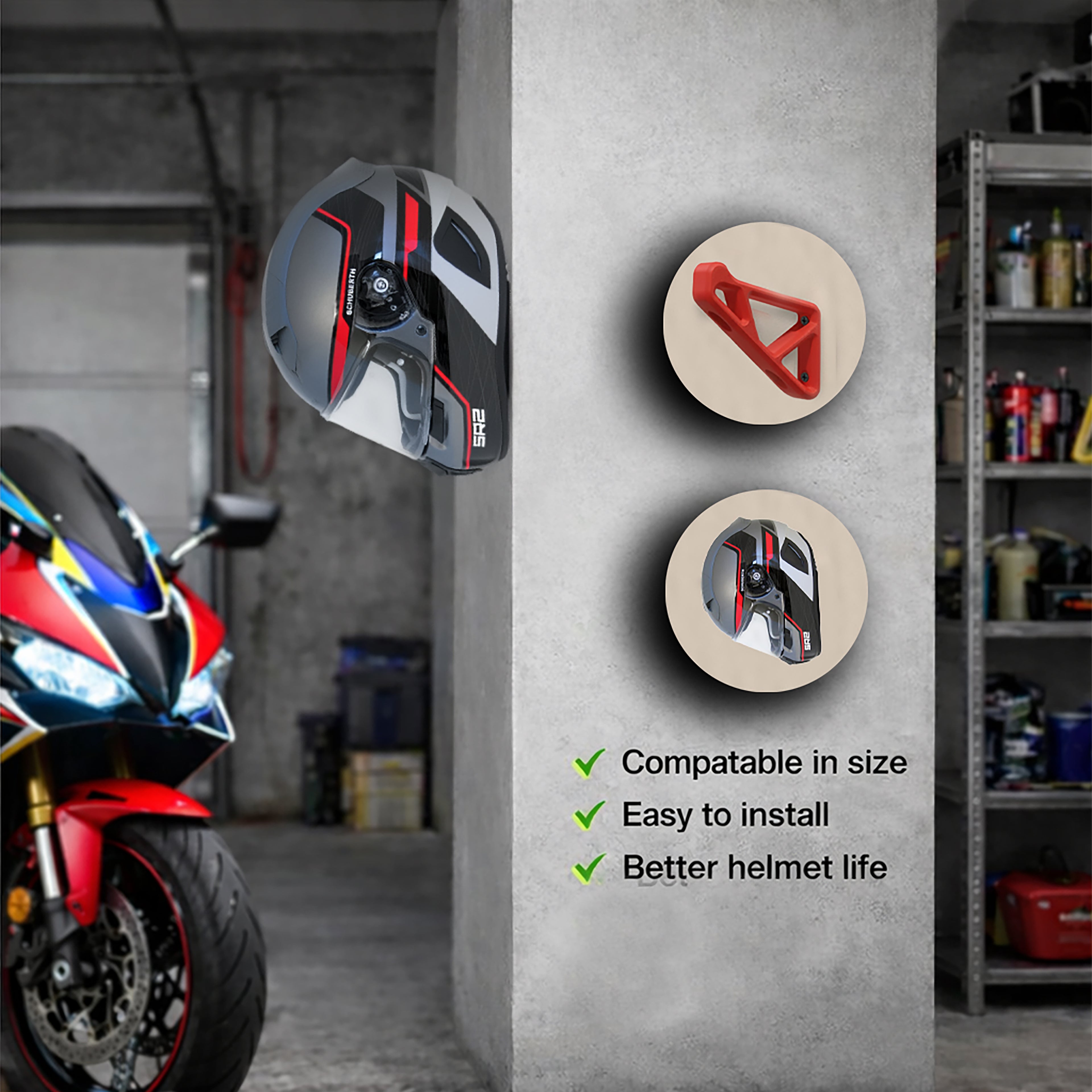 Helmet Wall Mount (Red)