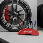 Red Brake Caliper Pen Holder: Racing Car Desk Organizer