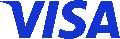 Visa logo in blue on a white background